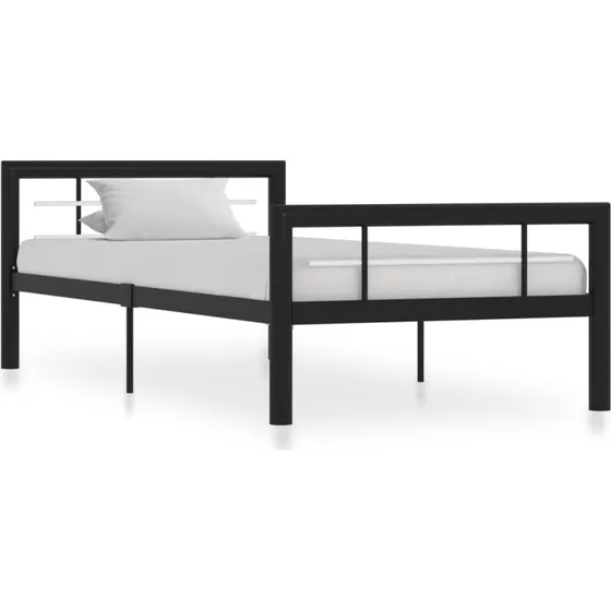 vidaXL Sengestel 100x200 cm metal sort og hvid