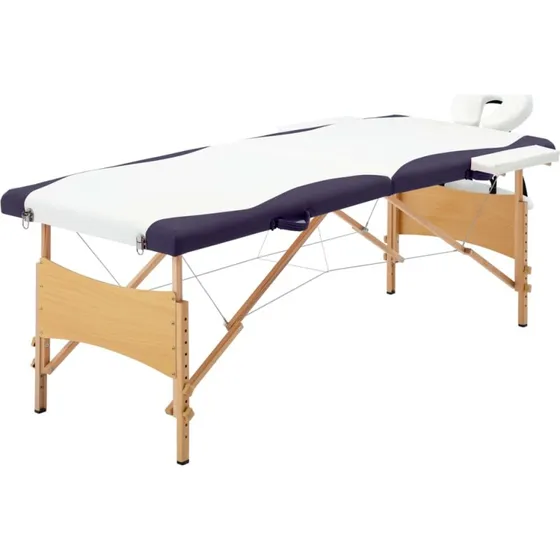 vidaXL sammenfoldeligt massagebord 2 zoner hvid/lilla
