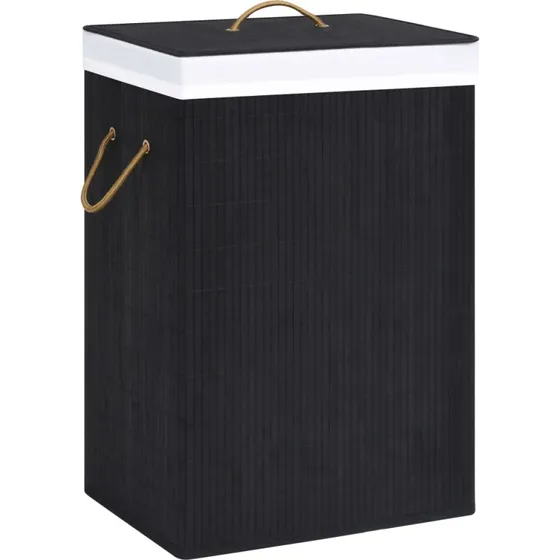 vidaXL vasketøjskurv bambus 1 rum sort 40x30x60 cm