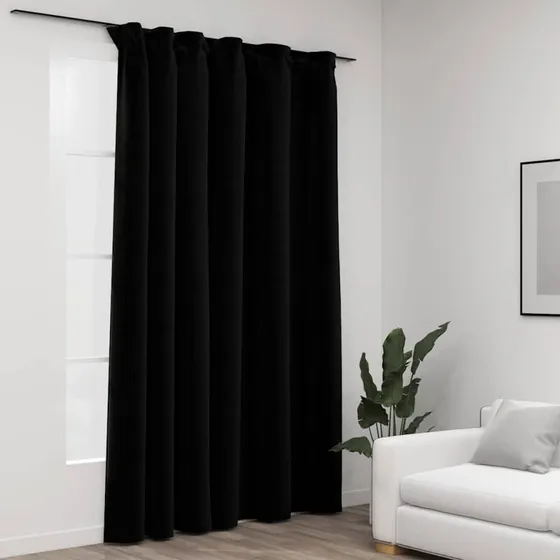 vidaXL Mørklægningsgardin med Kroge Hør-Look 290x245 cm Sort