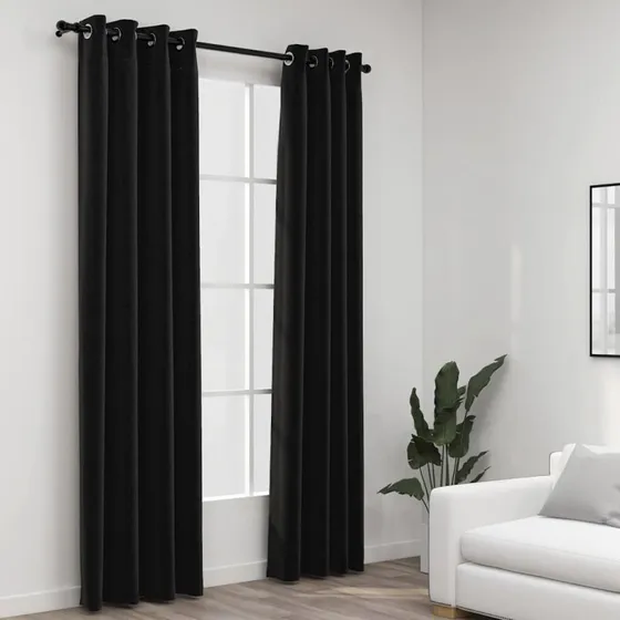 vidaXL Mørklægningsgardiner 2 stk. Hør-Look 140x245 cm Antracitgrå