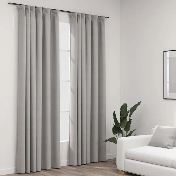 vidaXL Mørklægningsgardiner med Kroge 140x245 cm Grå