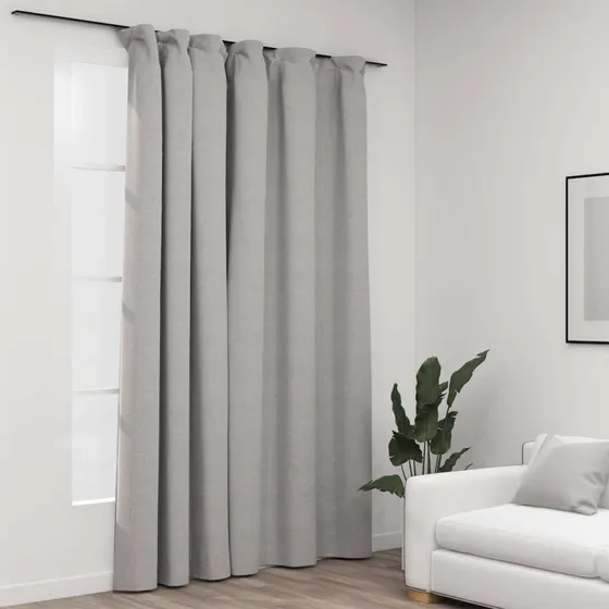vidaXL Mørklægningsgardin med Kroge Hør-Look 290x245 cm Grå