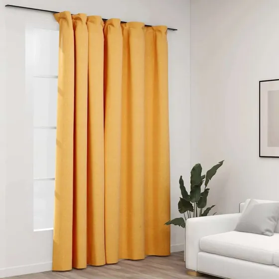 vidaXL Mørklægningsgardin Hør-Look 290x245 cm Gul