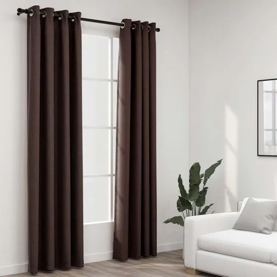vidaXL Mørklægningsgardiner 2 stk. 140x245 cm gråbrun