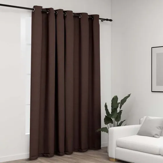 vidaXL Mørklægningsgardin 290x245 cm Gråbrun Hør-Look