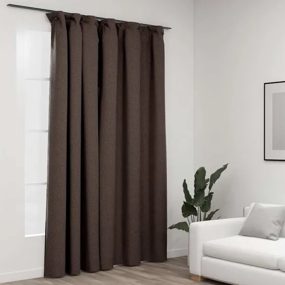 vidaXL Mørklægningsgardin med Kroge Hør-Look 290x245 cm Gråbrun