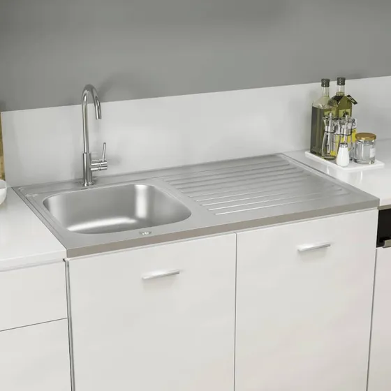 vidaXL Køkkenvask 1000x600 mm rustfrit stål sølv