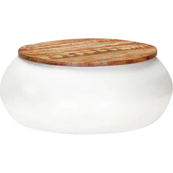 vidaXL sofabord 68x68x30 cm massivt genbrugstræ hvid