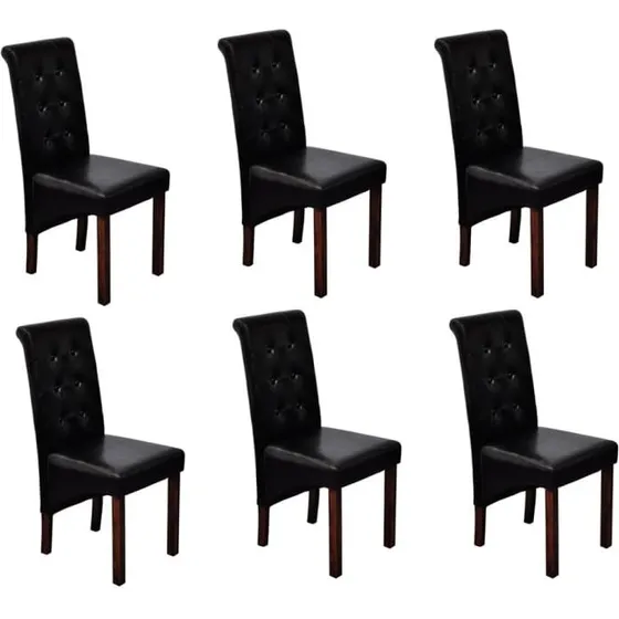 vidaXL Spisebordsstole 6 stk. Kunstlæder Sort