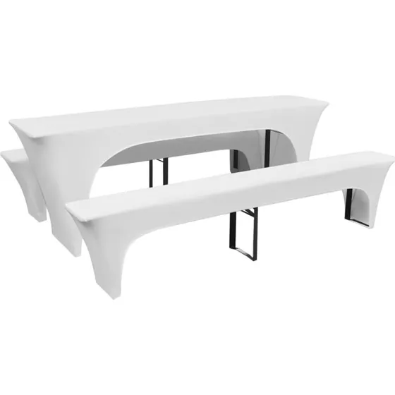 vidaXL 3 betræk til ølbord og bænke 220x70x80 cm hvid stræk
