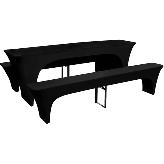 vidaXL 3 betræk til ølbord og bænke 220x50x80 cm, stræk sort