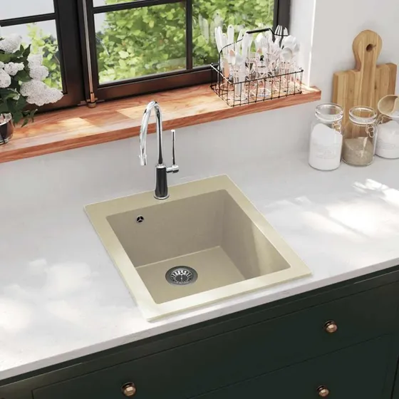 vidaXL granitkøkkenvask enkelt beige 425x500 mm