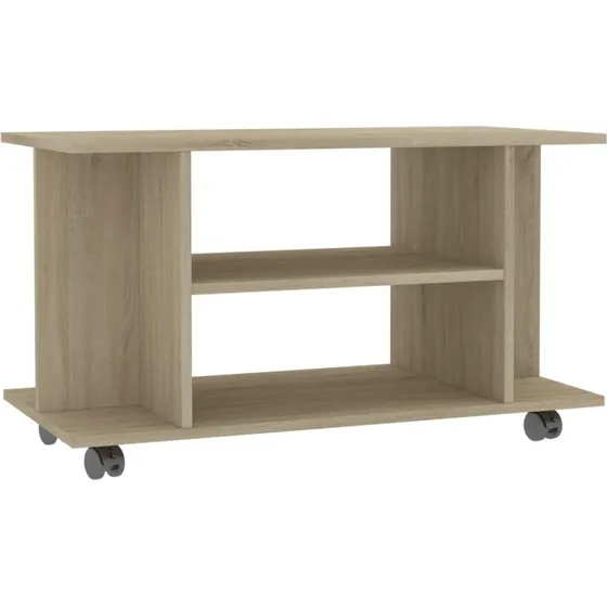 vidaXL tv-skab med hjul 80x40x45 cm, konstrueret træ, sonoma-eg