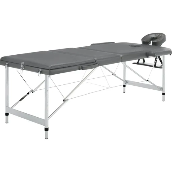 vidaXL massagebord med 3 zoner, aluminiumsstel, 186 x 68 cm, antracitgrå