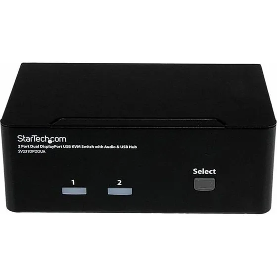 StarTech SV231DPDDUA 2-port DisplayPort KVM-switch med audio og USB-hub, sort