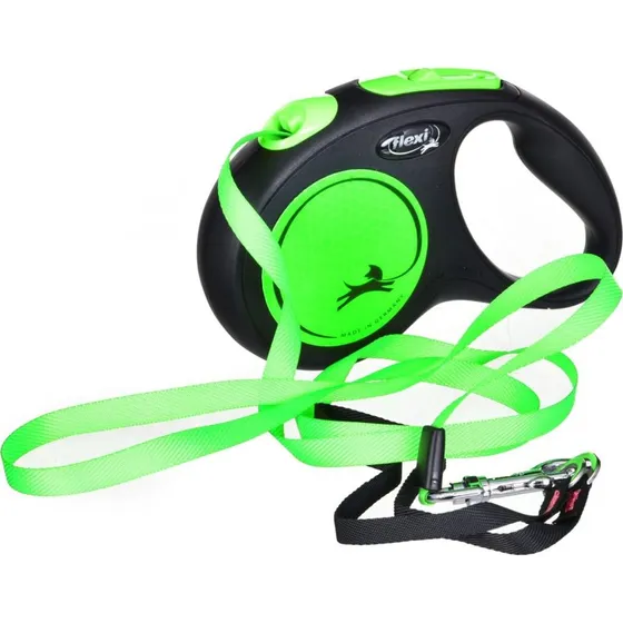Flexi New Neon M 5 m grøn automatisk hundesnor, op til 25 kg