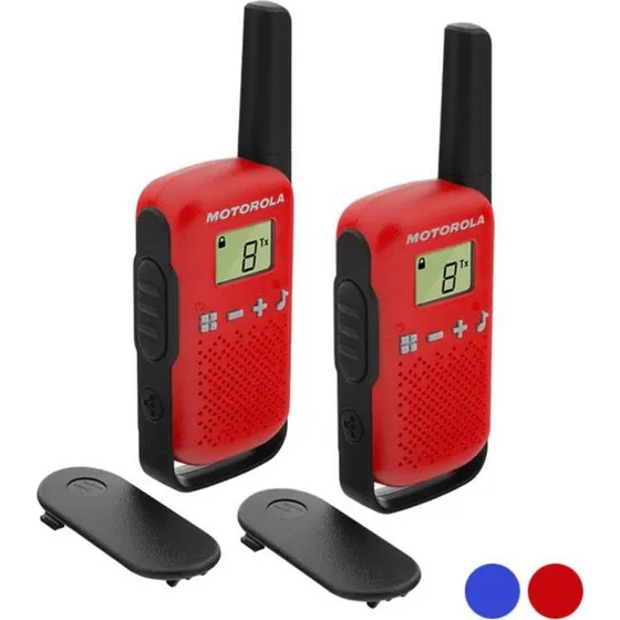 Motorola T42 Walkie-talkie Sæt, 16 Kanaler, 4 km Rækkevidde, Sort/Rød (2 stk.)