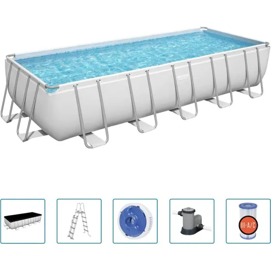 Bestway Power Steel Fritstående Pool 19281 L Rektangulær