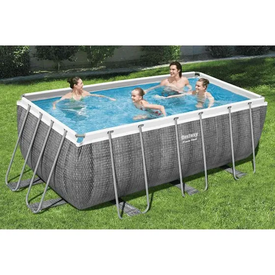 Bestway Power Steel Swimmingpoolsæt Rektangulær 412x201x122 cm