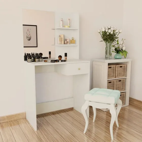 vidaXL kosmetikbord 75x40x141 cm hvid konstrueret træ