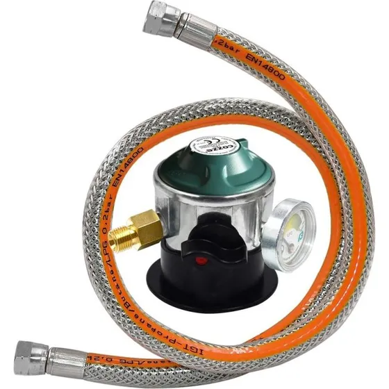 Cozze® regulator med manometer 30 bar, 1,1 m stålflexslange