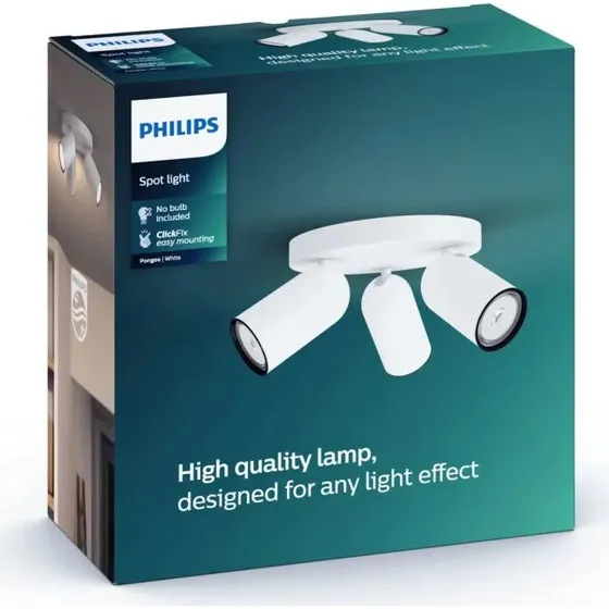 Philips myLiving PONGEE Plate/Spiral Hvid 3xNW