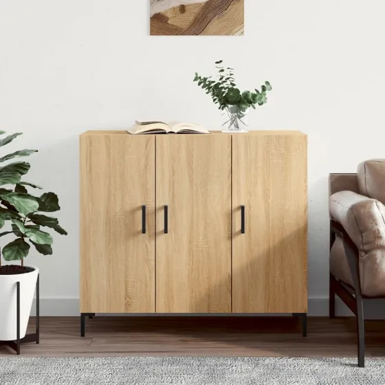 vidaXL Skab 90x34x80 cm Konstrueret Træ Røget Egetræsfarve