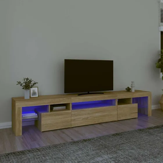 vidaXL Tv-skab med LED-lys 215x36,5x40 cm Sonoma-eg