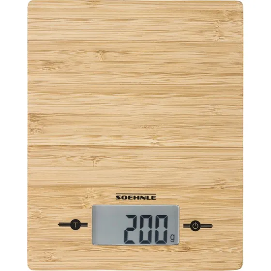Soehnle Bamboo Elektronisk Køkkenvægt, 5 kg, Bambus