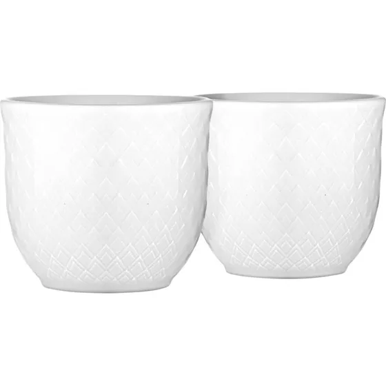 Lyngby Porcelæn Rhombe Hvidt Æggebæger 5 cm, 2 stk.