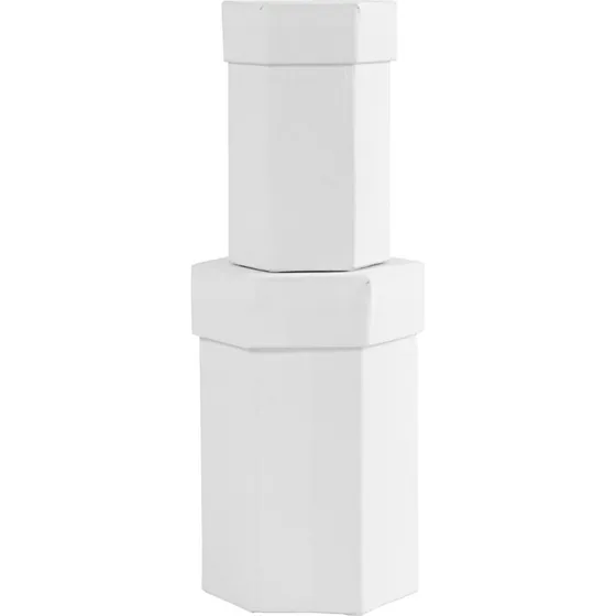 Hvid Sekskantet Gaveæske 7+9 cm, 2 stk.