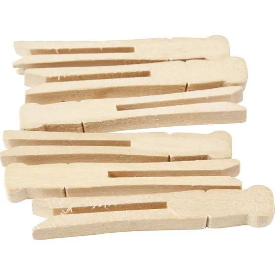 Tøjklemmer L 9,5 cm, B 1,4 cm, 100 stk. – Lyst træ