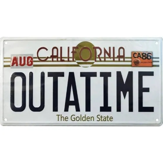 Back To The Future Outatime Metalskilt - DeLorean Nummerplade