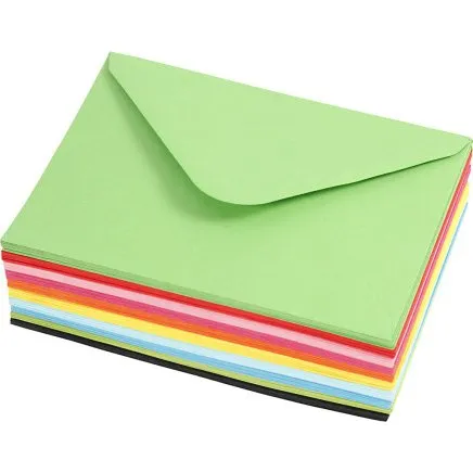 Kuverter, 11,5x16 cm, 80 g, 100 stk. ass. farver