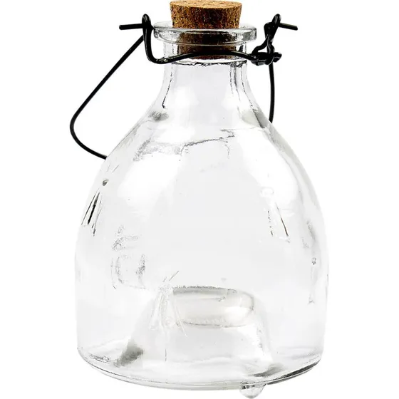 Hvepsefanger H 13 cm, klart glas med korkprop