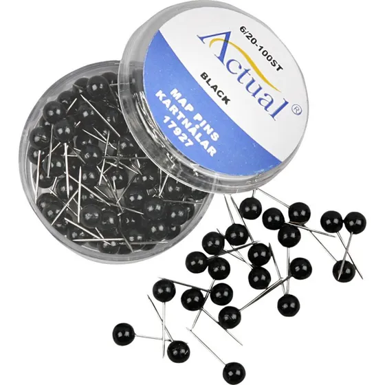 Kortnål 17 mm, 6 mm, sort, 100 stk.