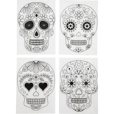 Krympeplast med Motiver – Kranier, 10,5x14,5 cm, 0,3 mm, Mat Transparent, 4 Ark
