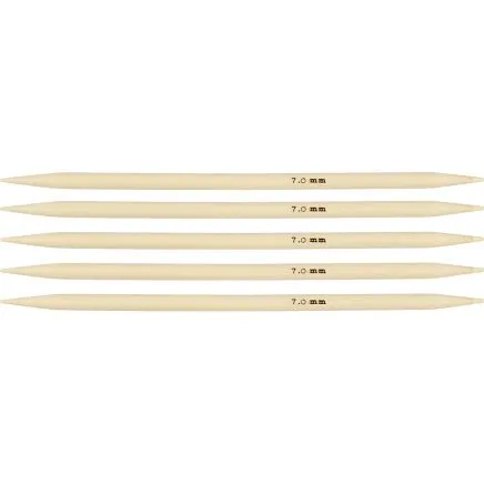 Bambus Strømpepinde Sæt, 7 mm, 20 cm, 5 stk