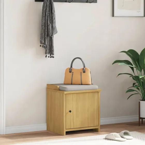 vidaXL SANDNES entrébænk 45x40x50 cm massivt fyrretræ, valnøddetræ
