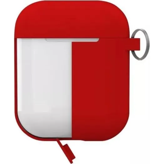 Puro Silicon Case for AirPods 2016/19 med Karabiner, Rød