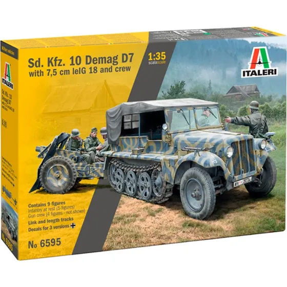 Italeri 1:35 Sd.Kfz. 10 Demag D7 med 7,5 cm Le.IG 18 + besætning