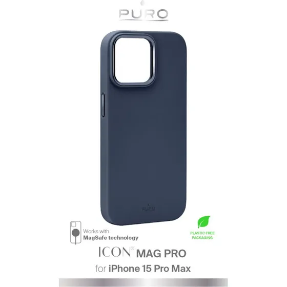 Puro Icon Mag Pro iPhone 15 Pro Max Silikone, Mørkeblå
