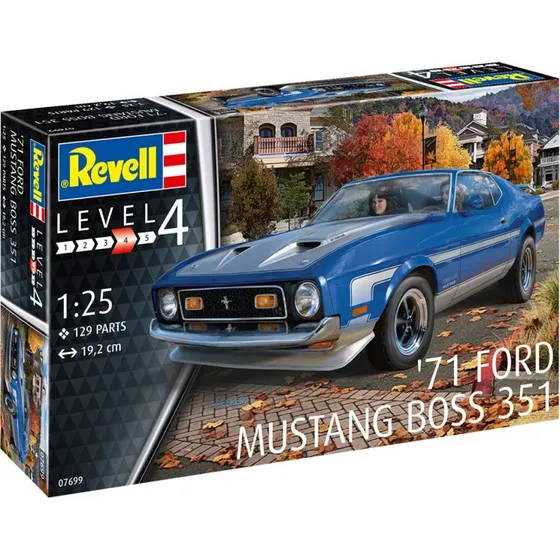 Revell 71 Mustang Boss 351 Modelbil 1:25, 129 dele, blå