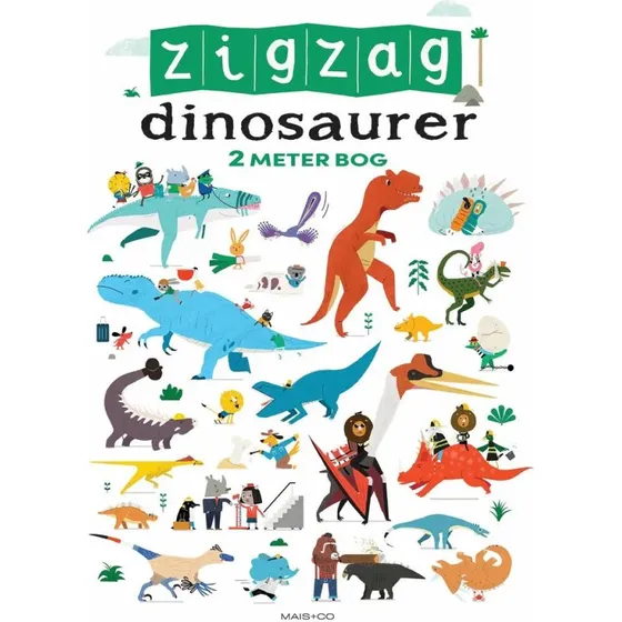 Zigzag Dinosaurer – 2 meter harmonikabog med 50+ dinosaurer og søg-og-find-opgaver