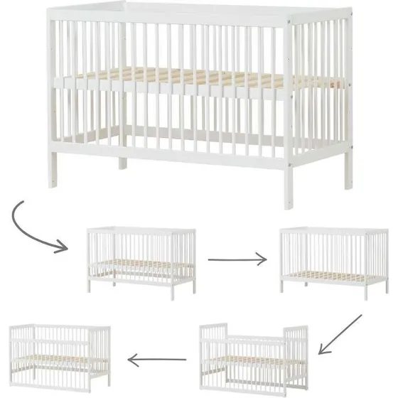 Hoppekids IDA-MARIE Babyseng 60x120 cm, Hvid, Justerbar Højde