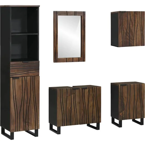 vidaXL Badeværelsesmøbel Sæt 5 pcs Hvid Konstrueret Træ 38 x 33 x 160 cm