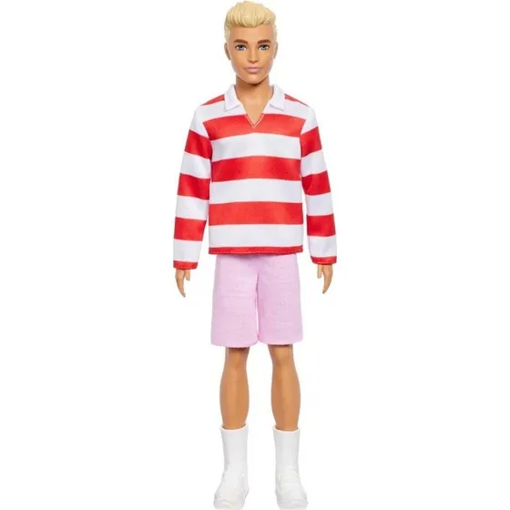 Barbie Fashionista Ken Dukke med Røde og Hvide Striper, 30 cm
