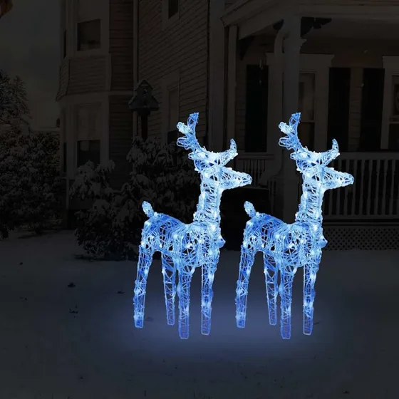 vidaXL Julerensdyr 2 stk. 80 LED'er akryl blåt lys