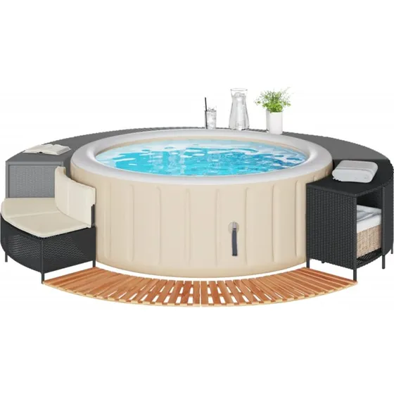 vidaXL Spakant Polyrattan & Akacietræ, Sort
